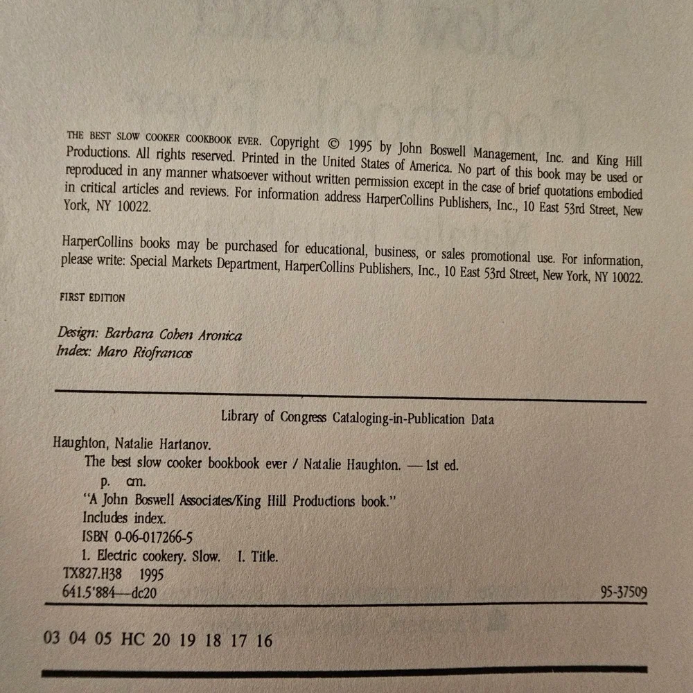 The Best Slow Cooker Cookbook Ever Natalie Haughton‎ First Edition 1995 Crockpot